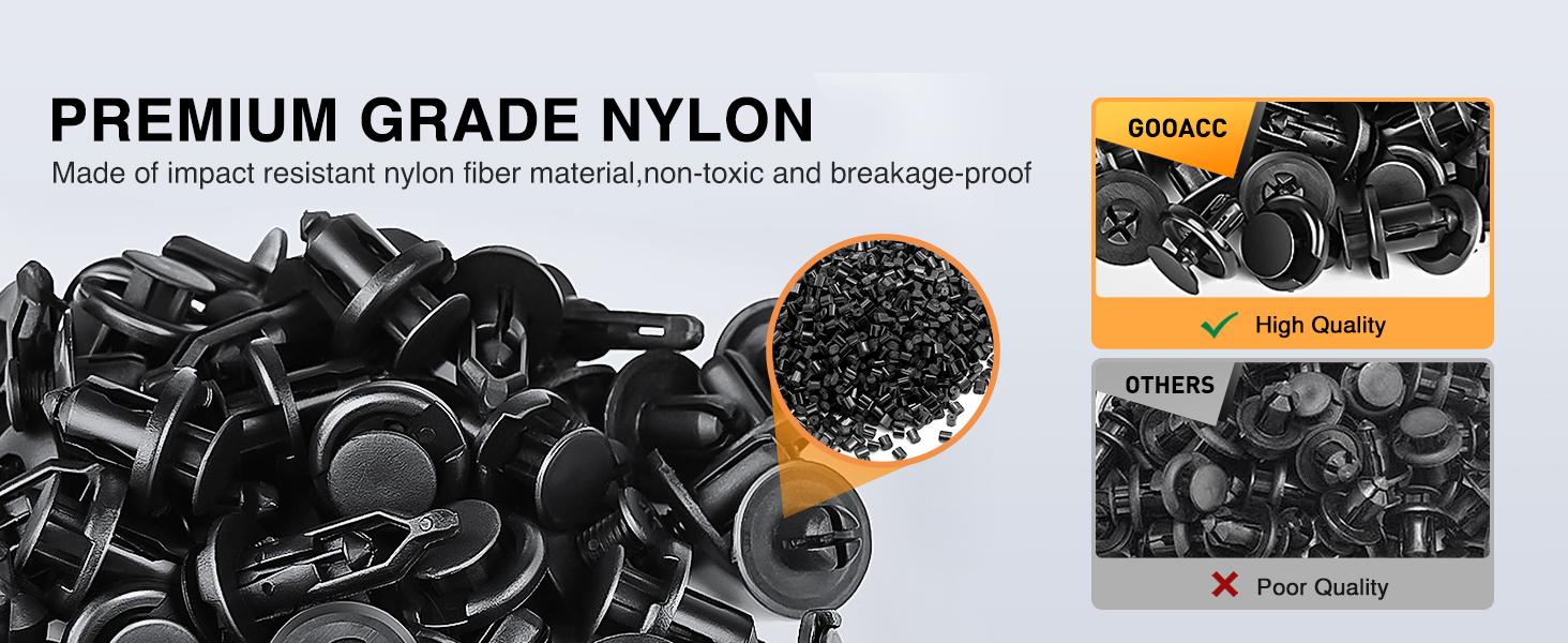 Heavy Duty Nylon Car Retainer Clips Material Close Up