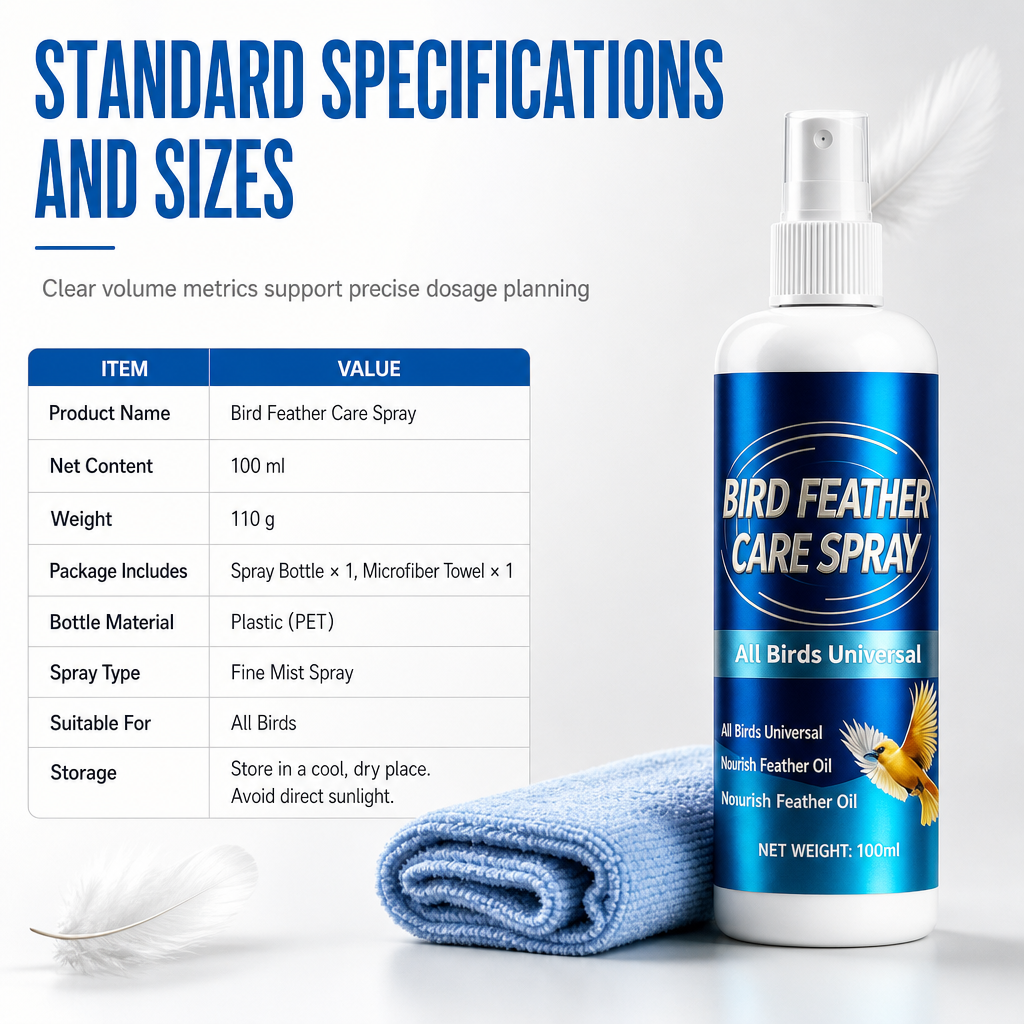 Bird feather care spray bottle specifications