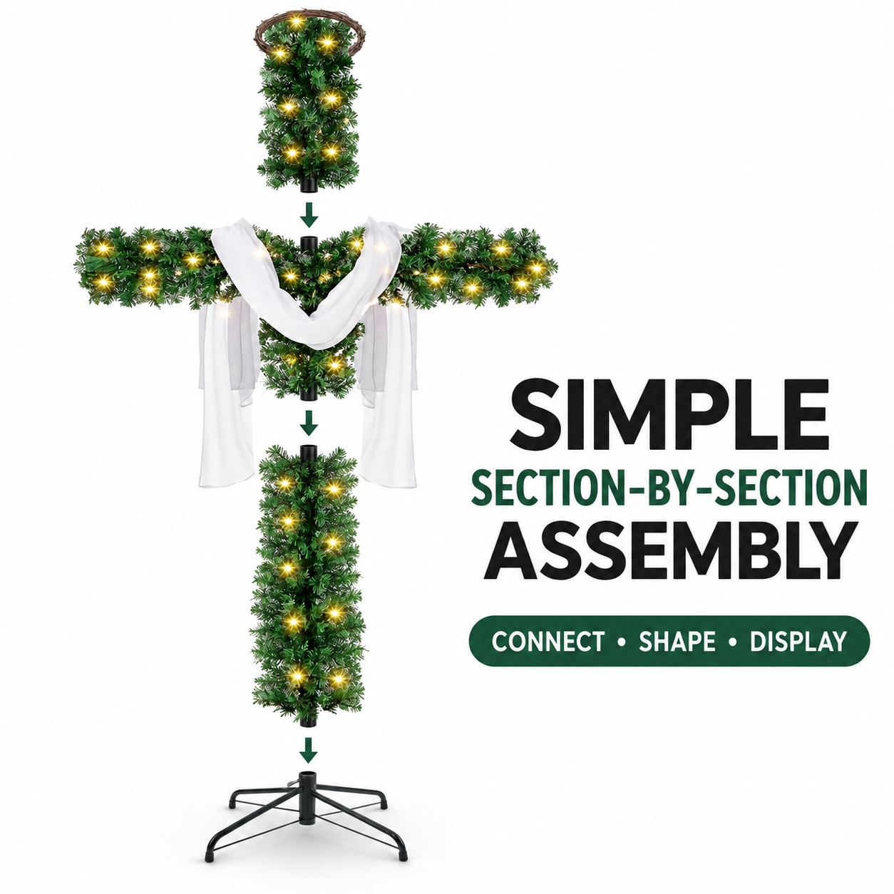 Lighted Christmas cross home decor