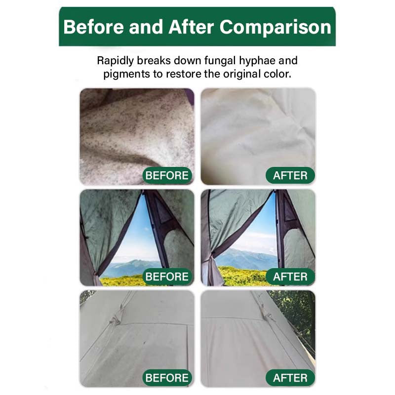Cleaning mildew while caring for tent waterproof coating