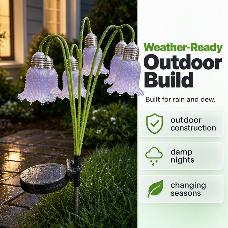 Waterproof IP44 solar flower light withstanding rain outdoor
