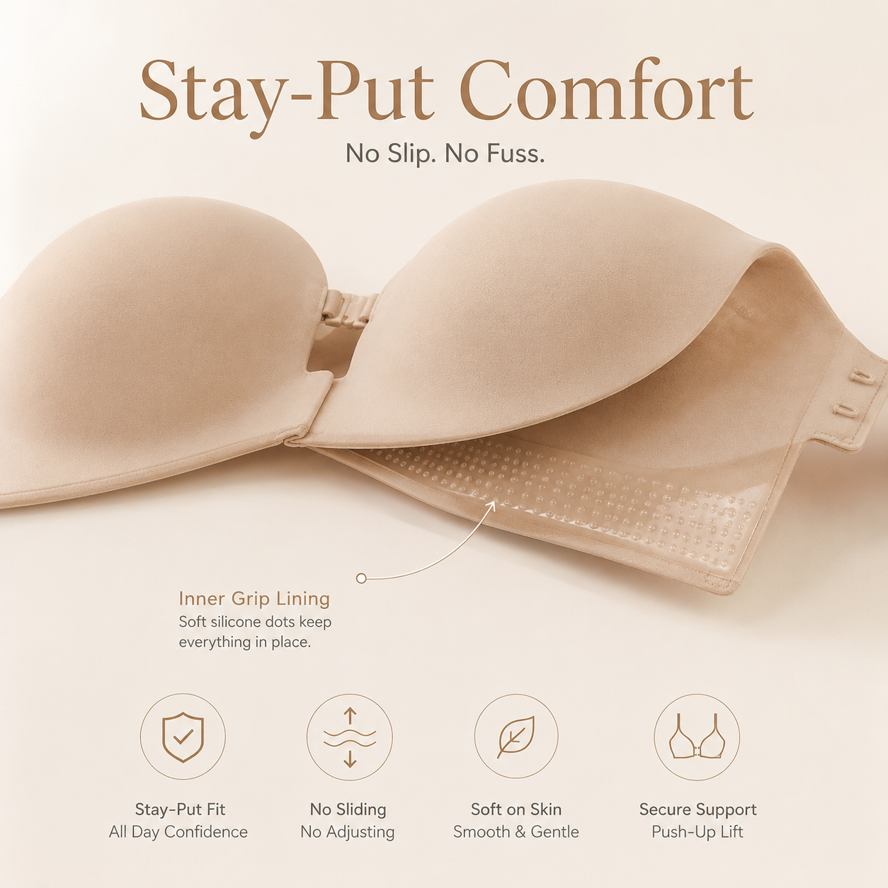 Convertible strapless push up bra main product profile view