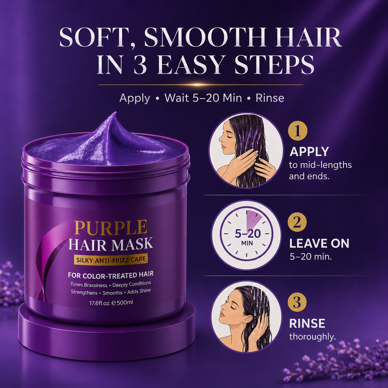 Hair mask package details and net content profile