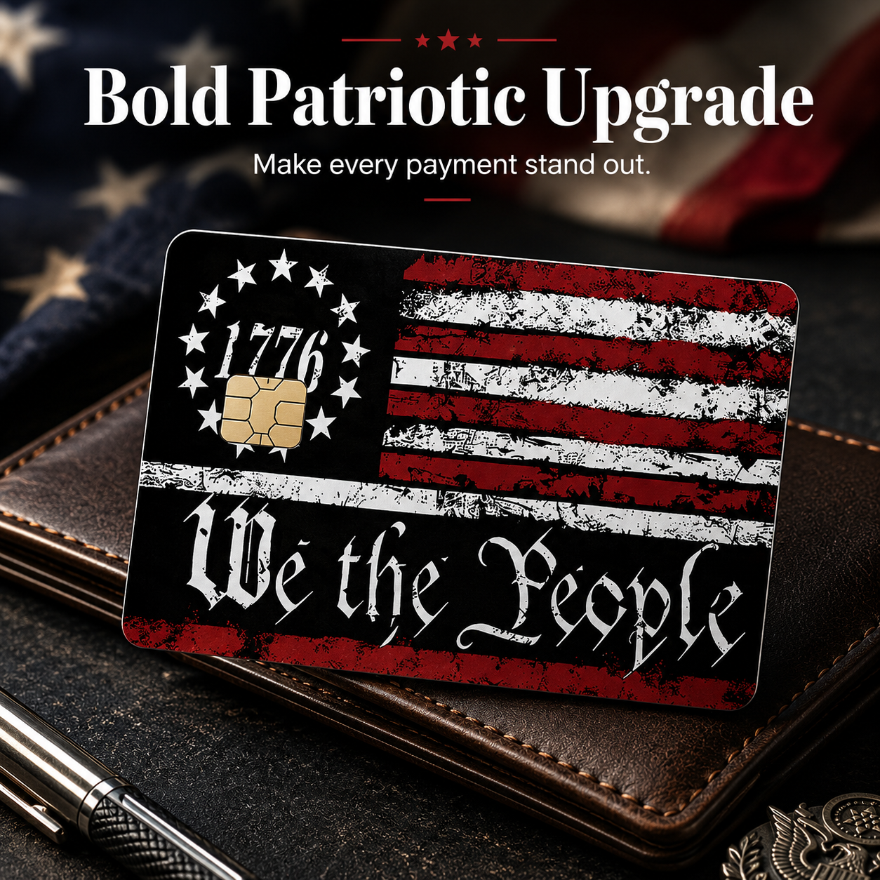 Patriotic card skin payment scene