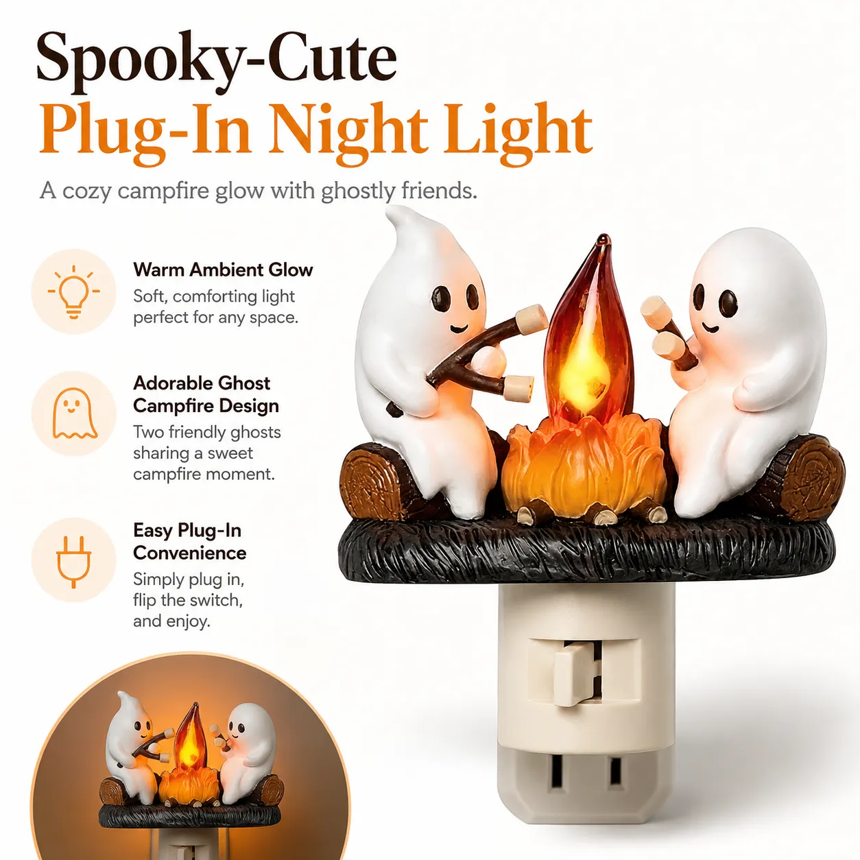 Saves counter and nightstand space plug in nightlight view