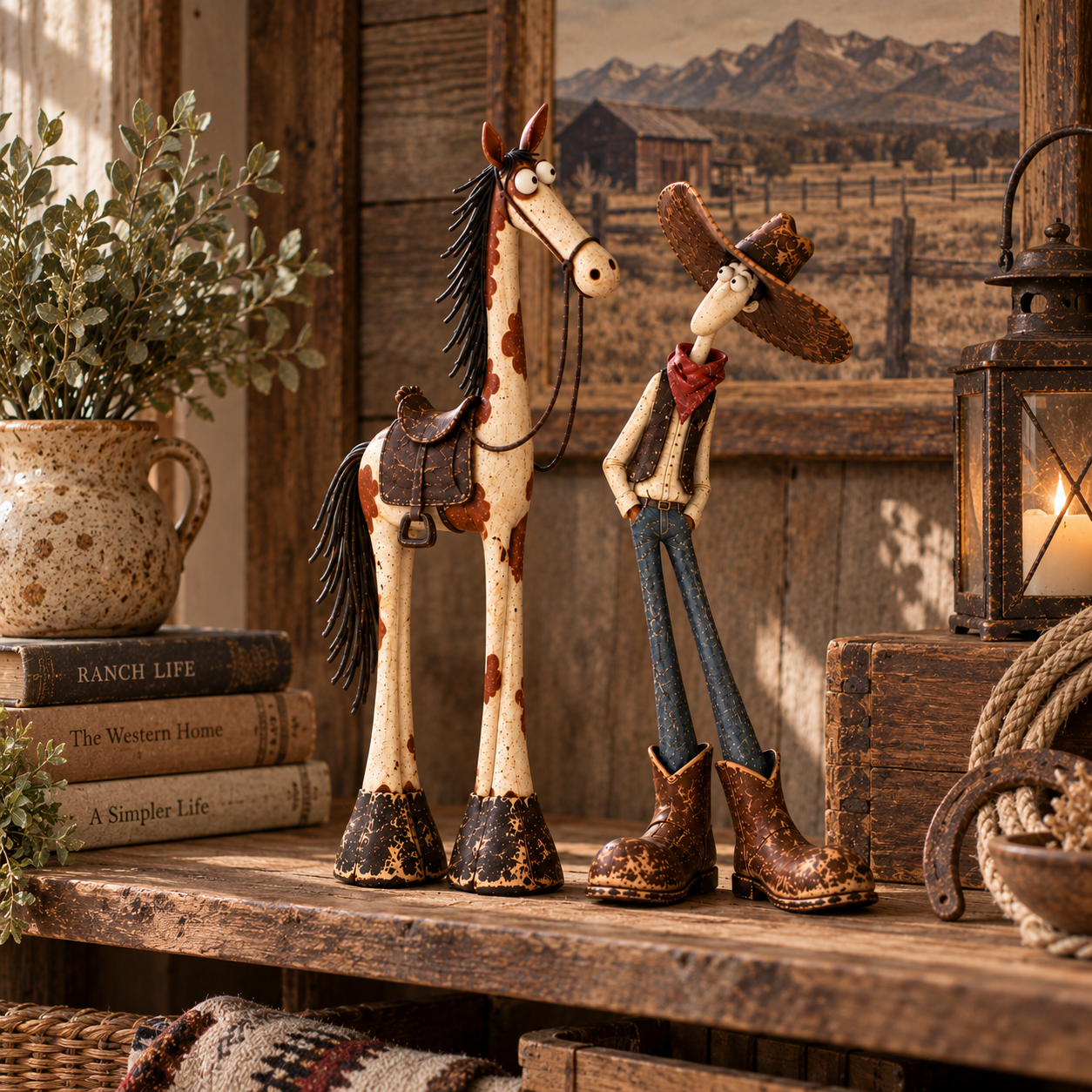 Whimsical cowboy and horse western home decor