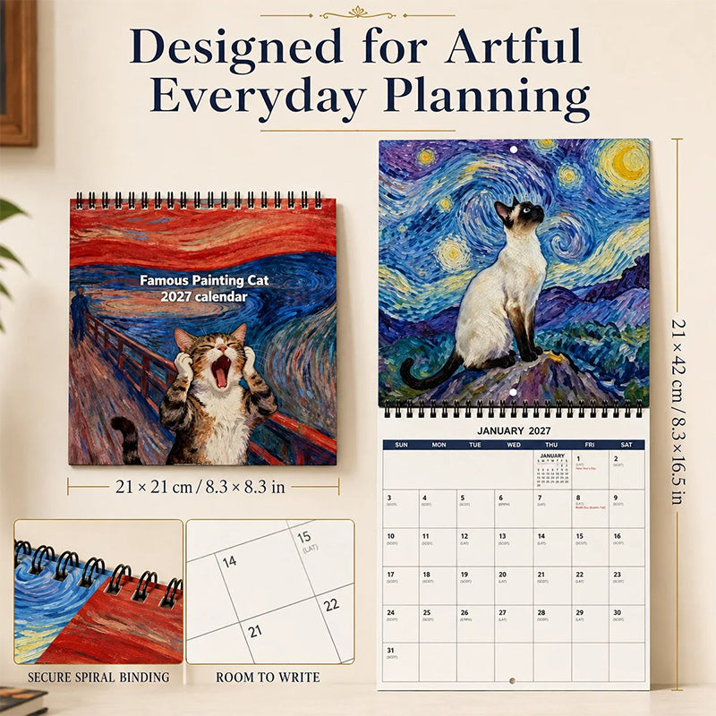 Funny Cat Calendar Monthly Artwork