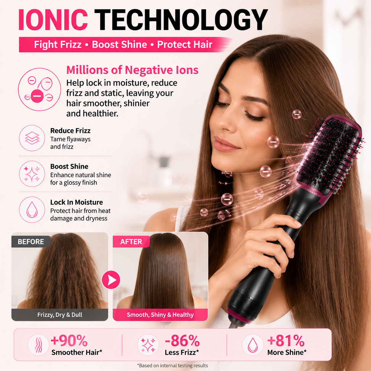 3-in-1 hair dryer brush for one-step blowout styling