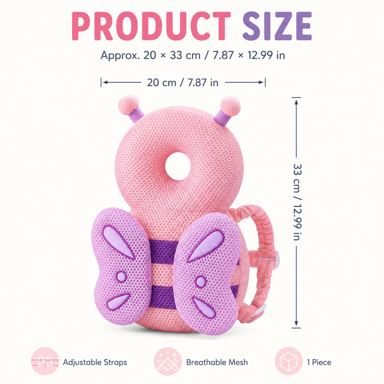 Butterfly baby head protector cushion backpack profile