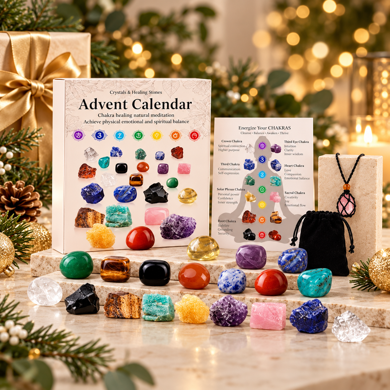 Close view of the crystal advent calendar set