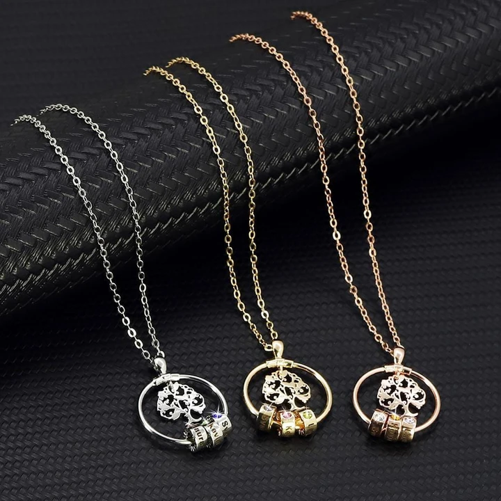 Best Gift Personalized Family Tree with Name Charms Necklace