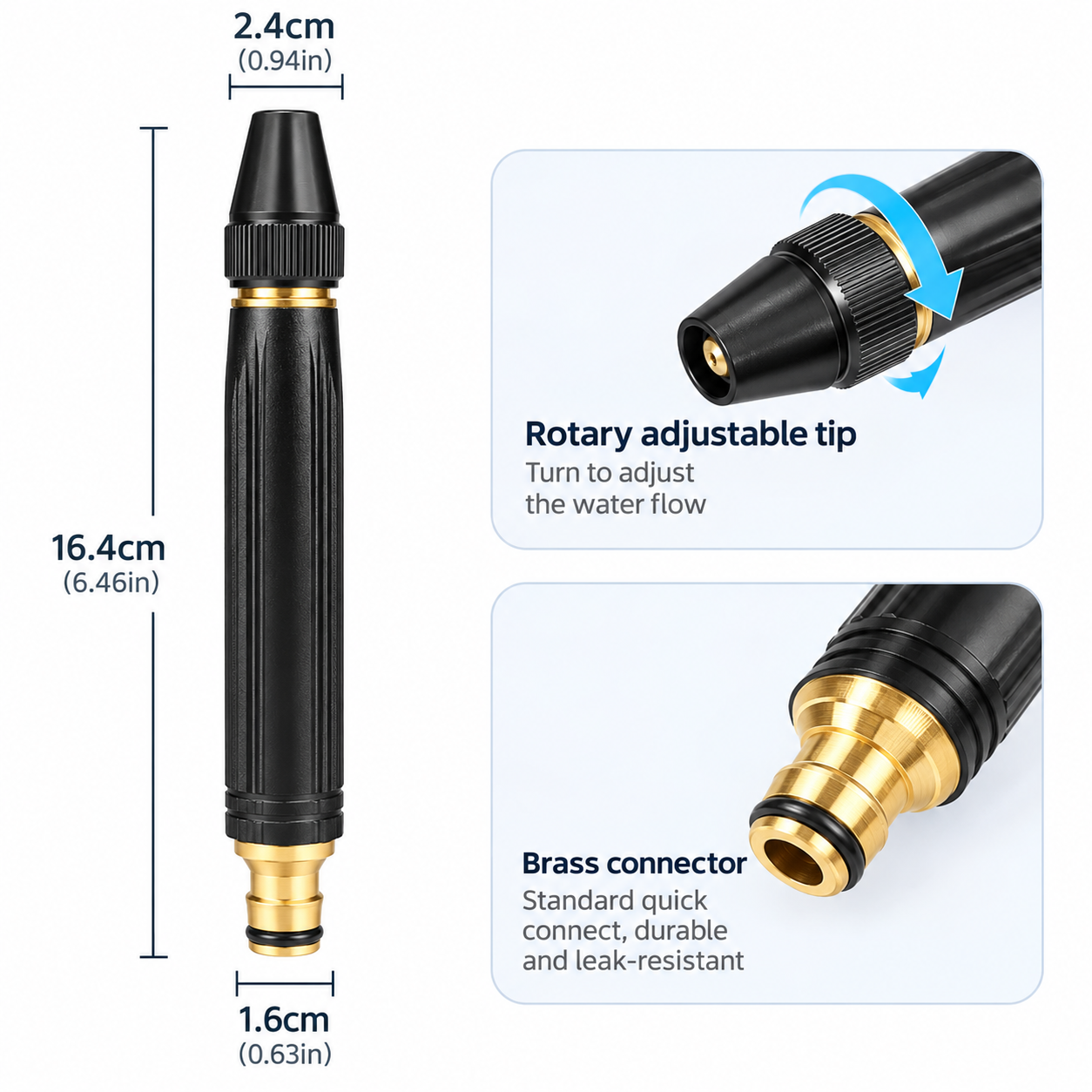 Adjustable Water Nozzle Size And Connector