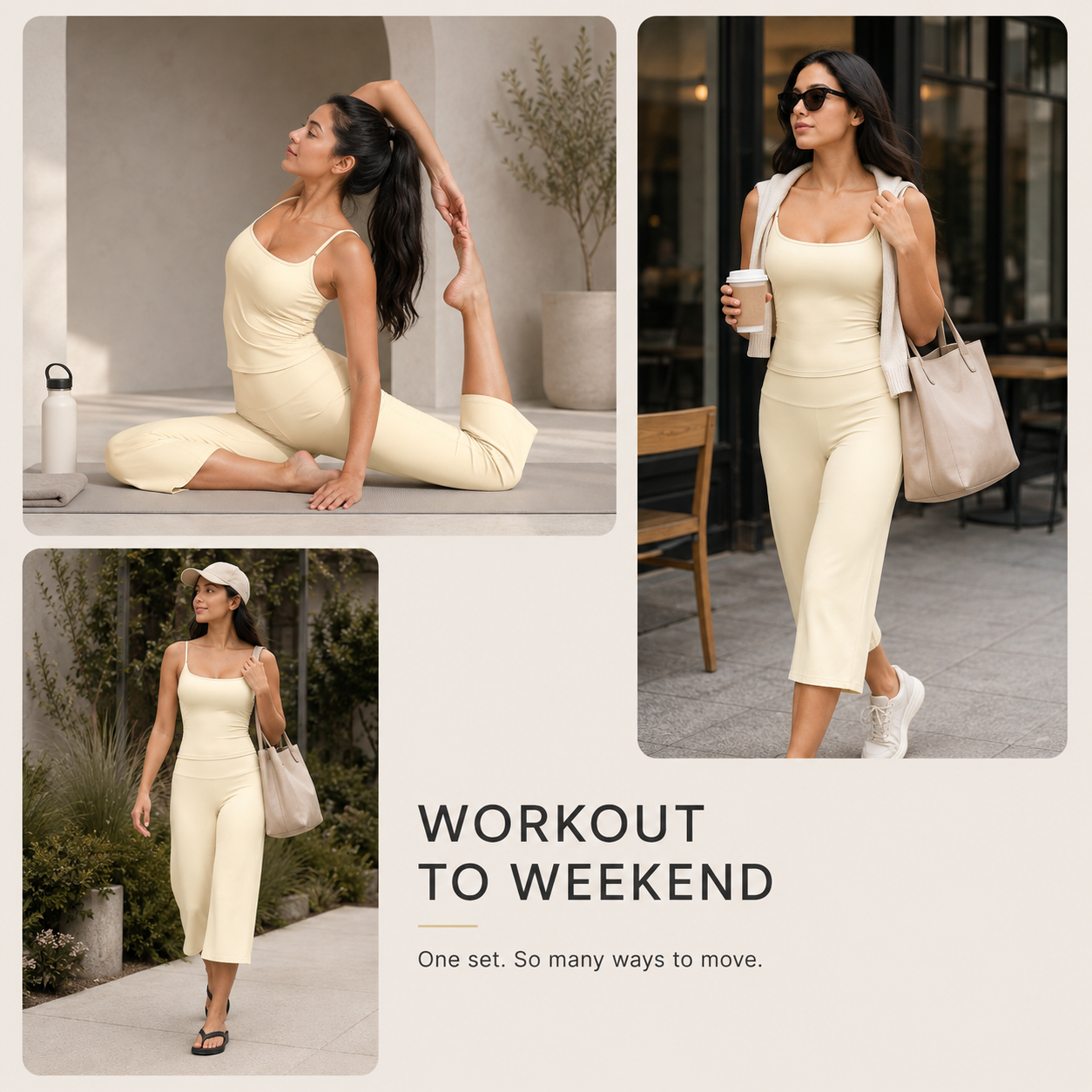 Clean stitching and smooth seam construction details of the activewear set