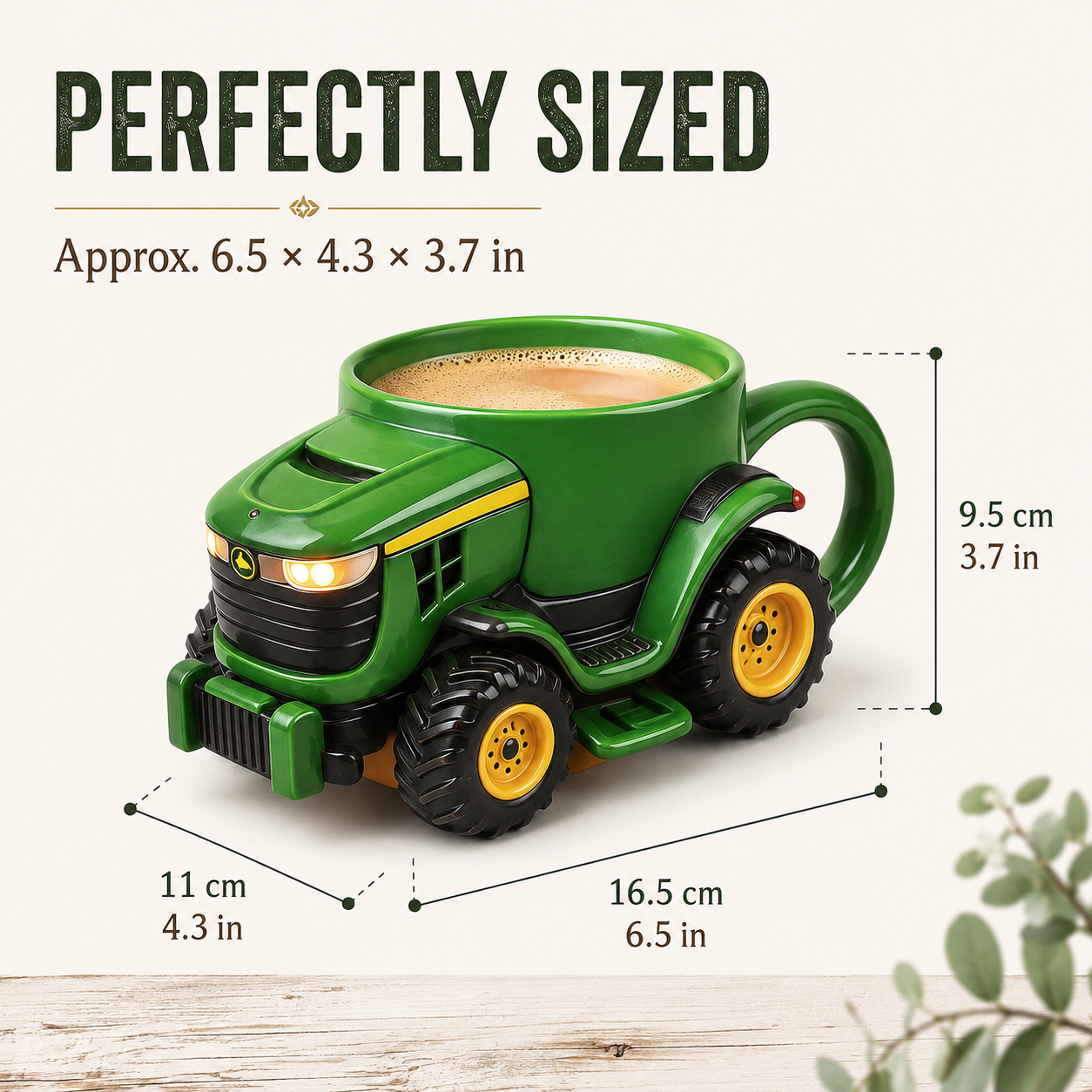 3D Sculpted Farm Tractor Coffee Mug overview