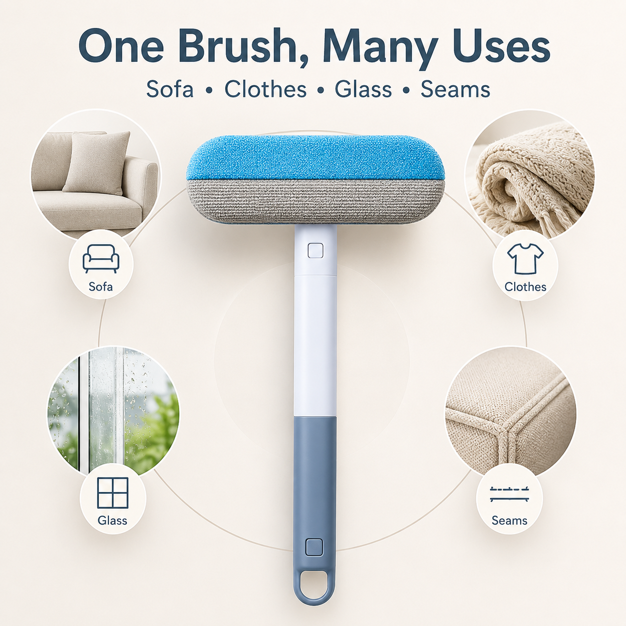 Washable reusable pet hair removal brush