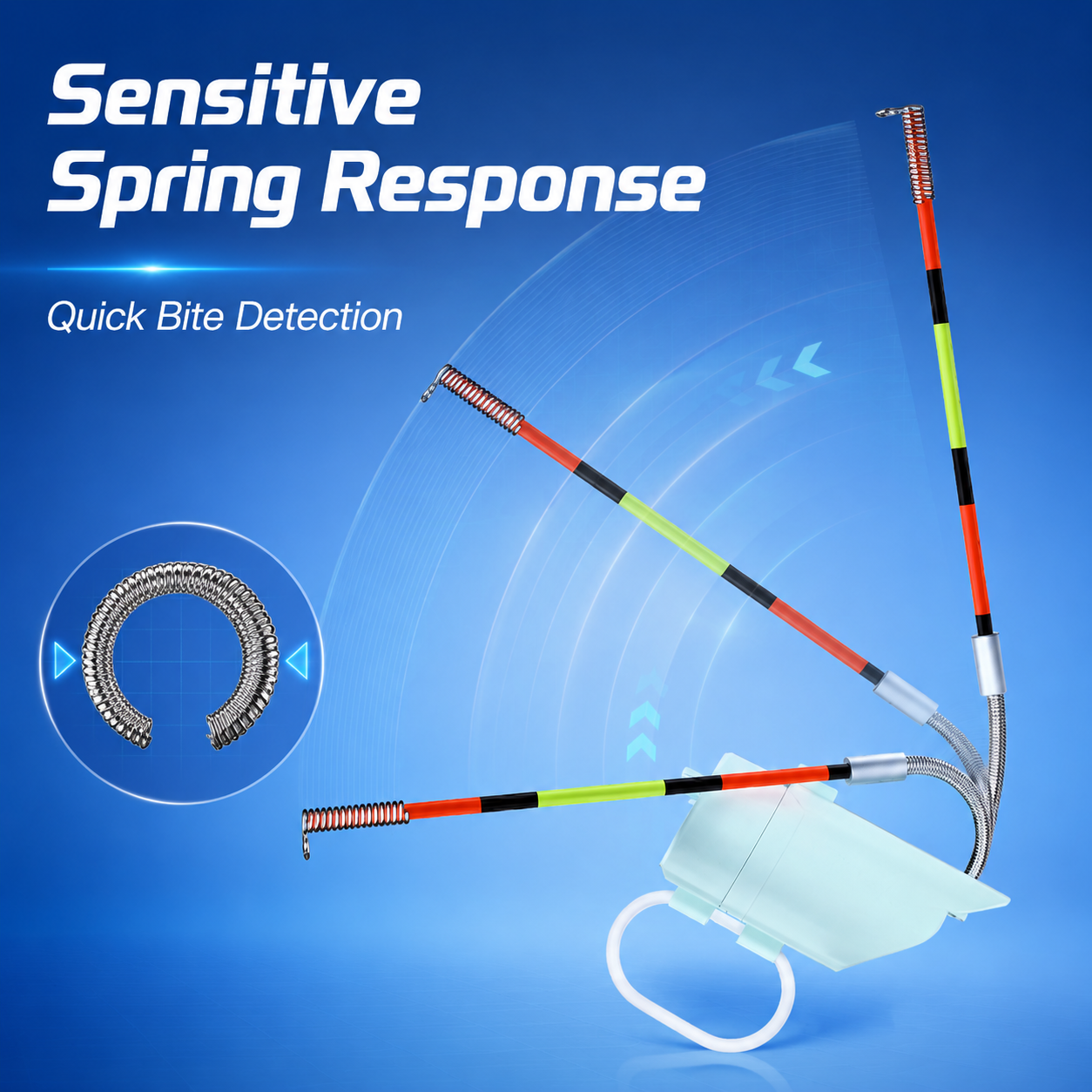 Electronic fishing bite alarm ready for strike