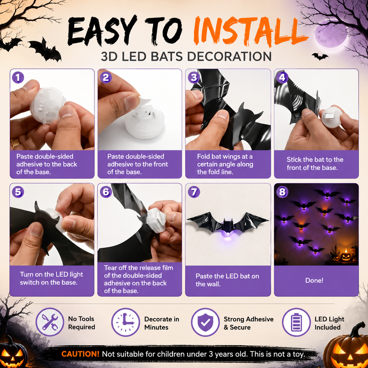 LED bat sizing proportions reference details map
