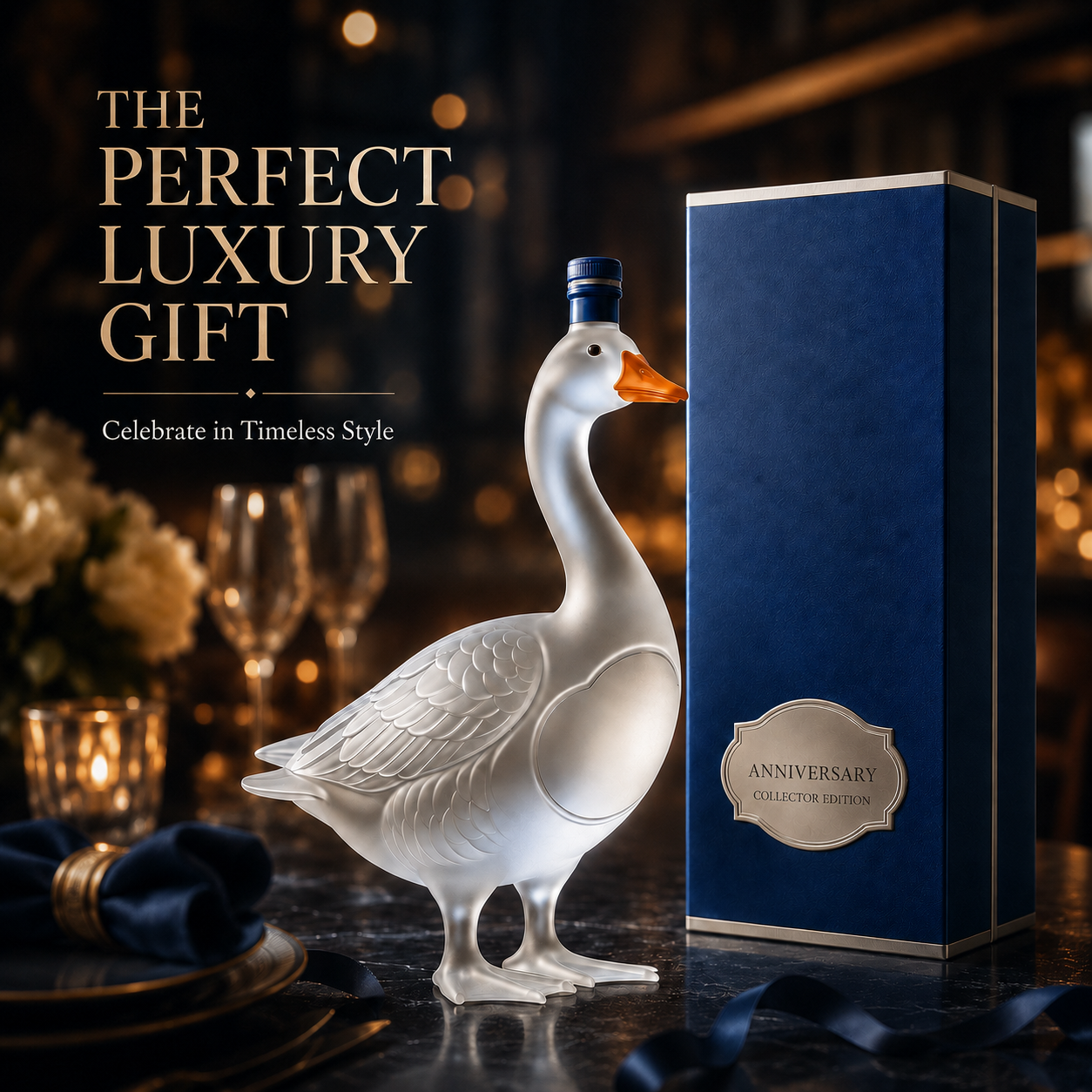 Swan collector bottle packaging and display
