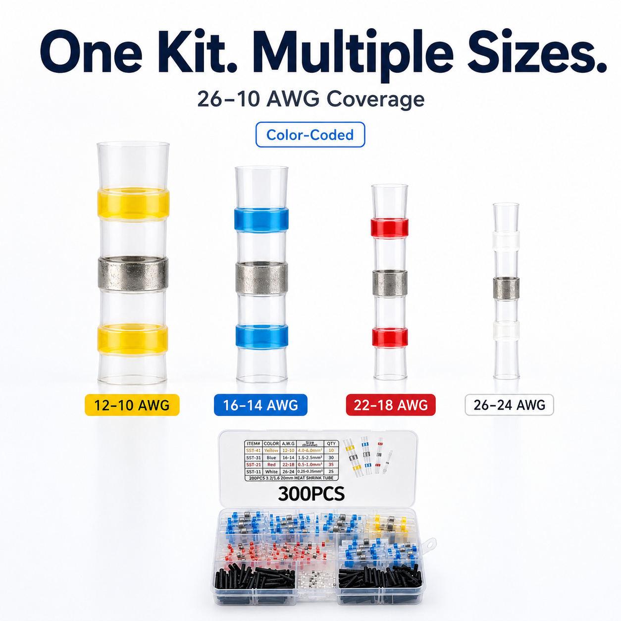 300 piece waterproof solder seal wire connector kit overview