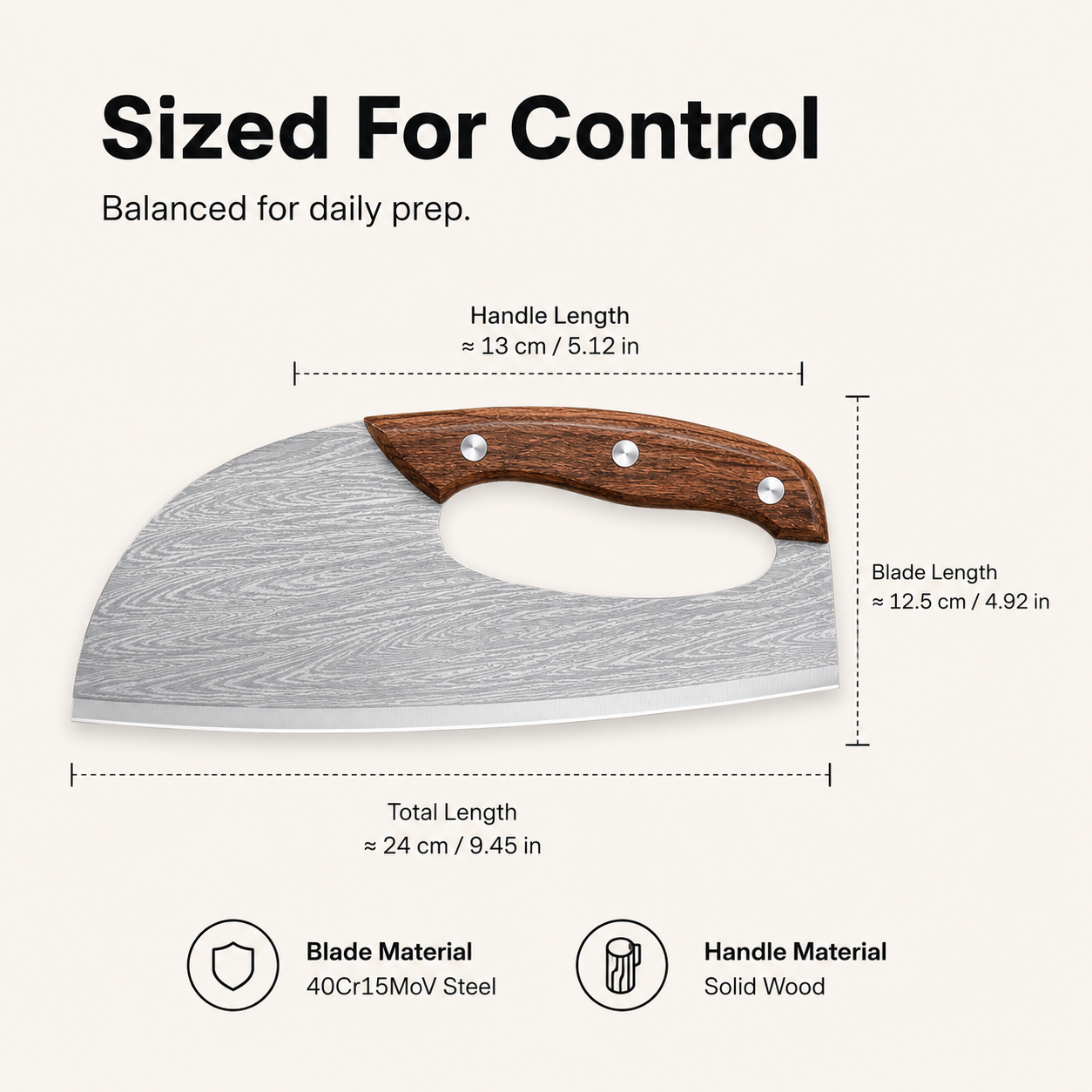 Kitchen knife size and product details
