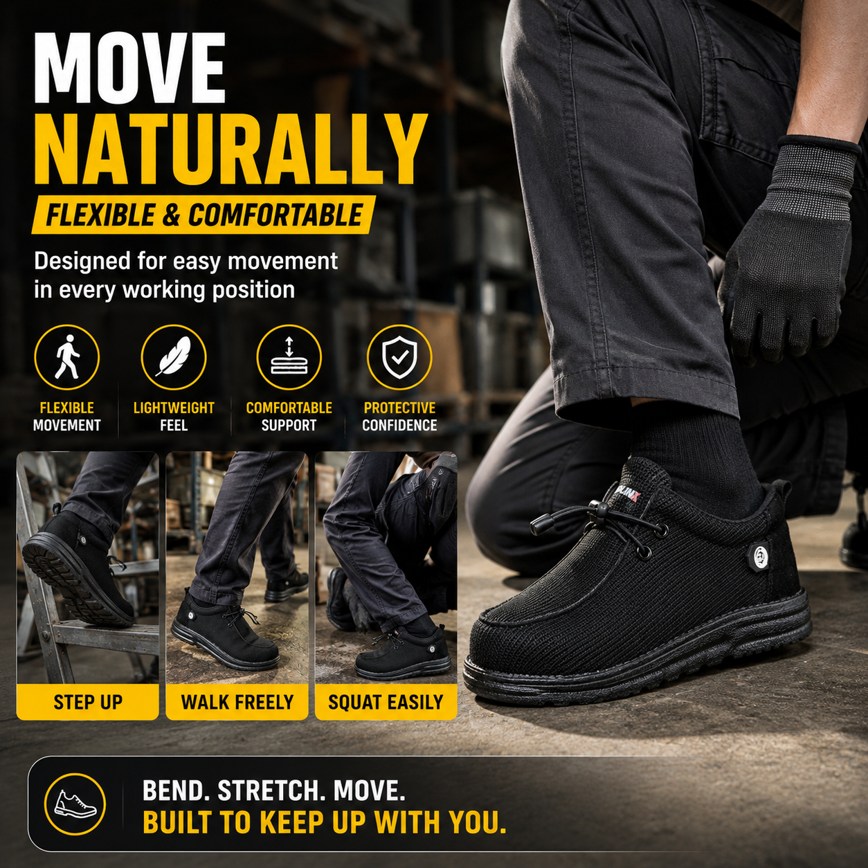 Padded ankle collar and EVA shock absorbing midsole detail