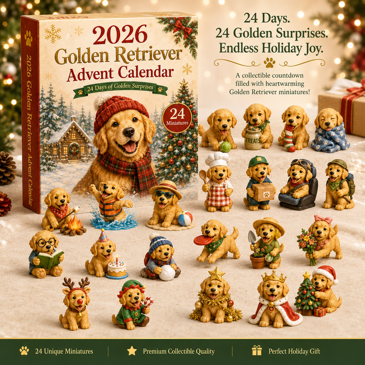24 Golden Retriever personalities Christmas collection