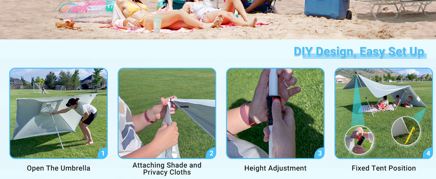 KingCamp 2-in-1 Beach Umbrella and Beach Shade Canopy