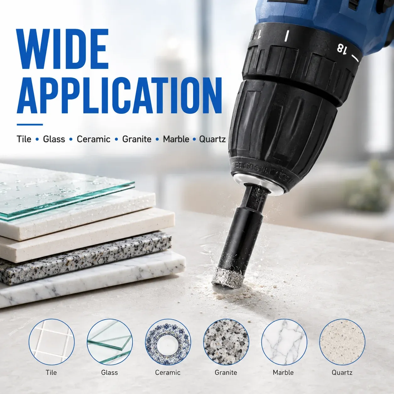 Controlled drilling on hard surfaces