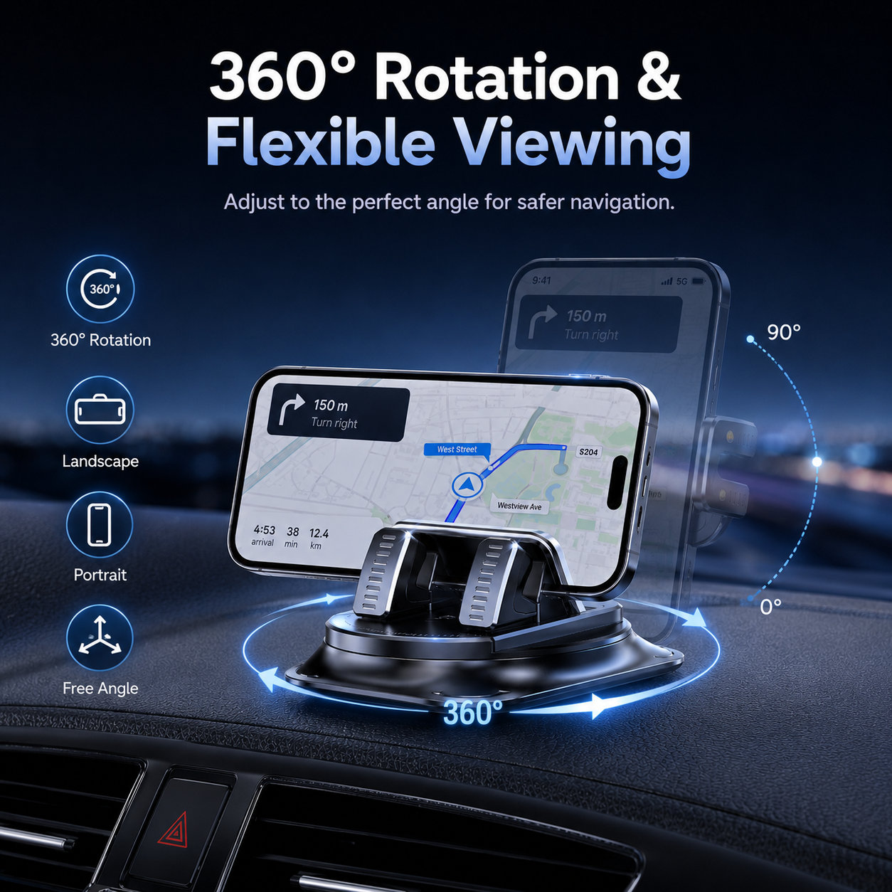 Adjustable car phone holder display