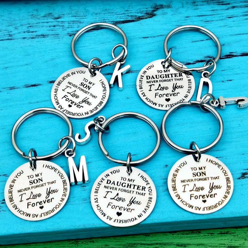 Son and Daughter - I Love You Forever - Personalized Letter Keychain