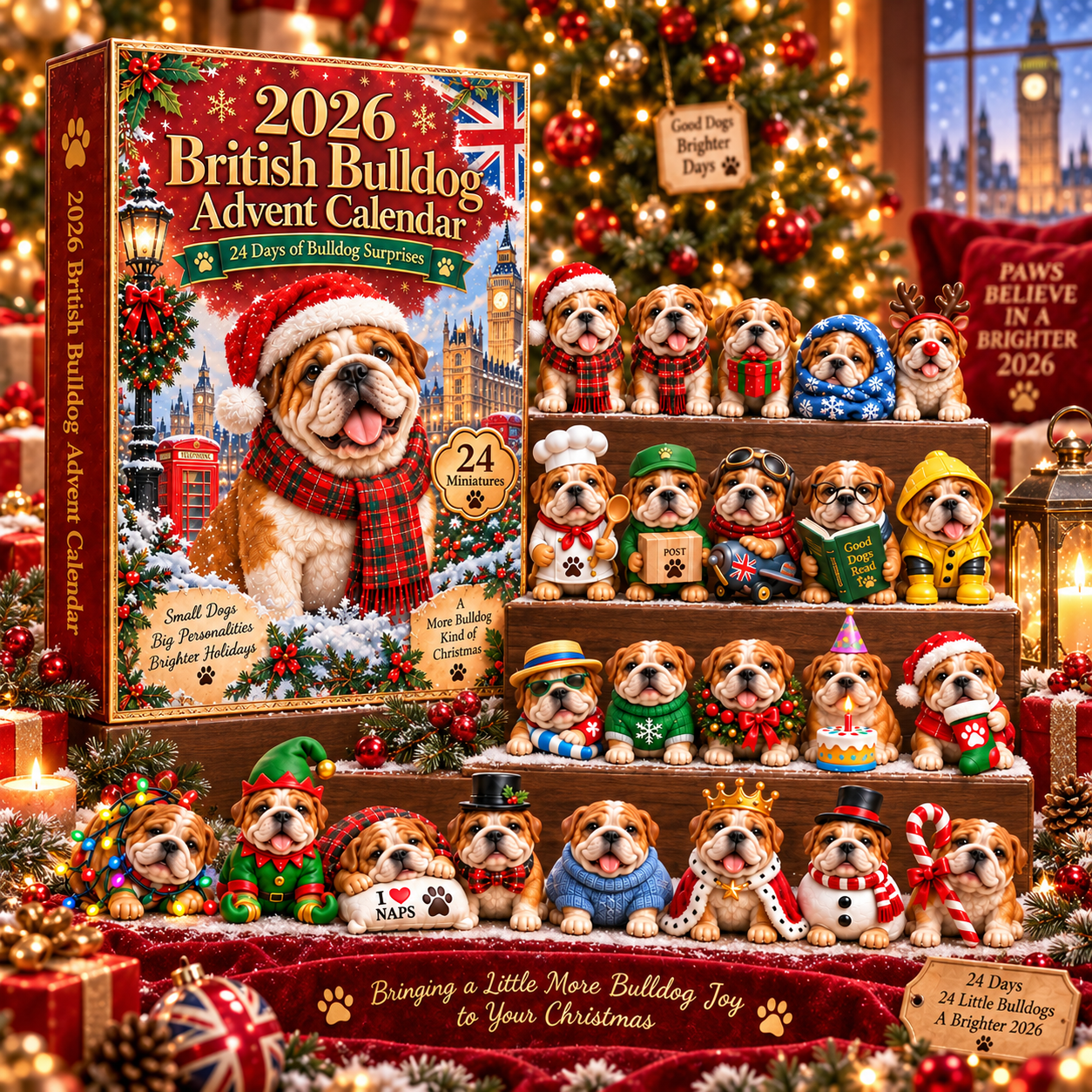 Different British Bulldog Advent Calendar characters