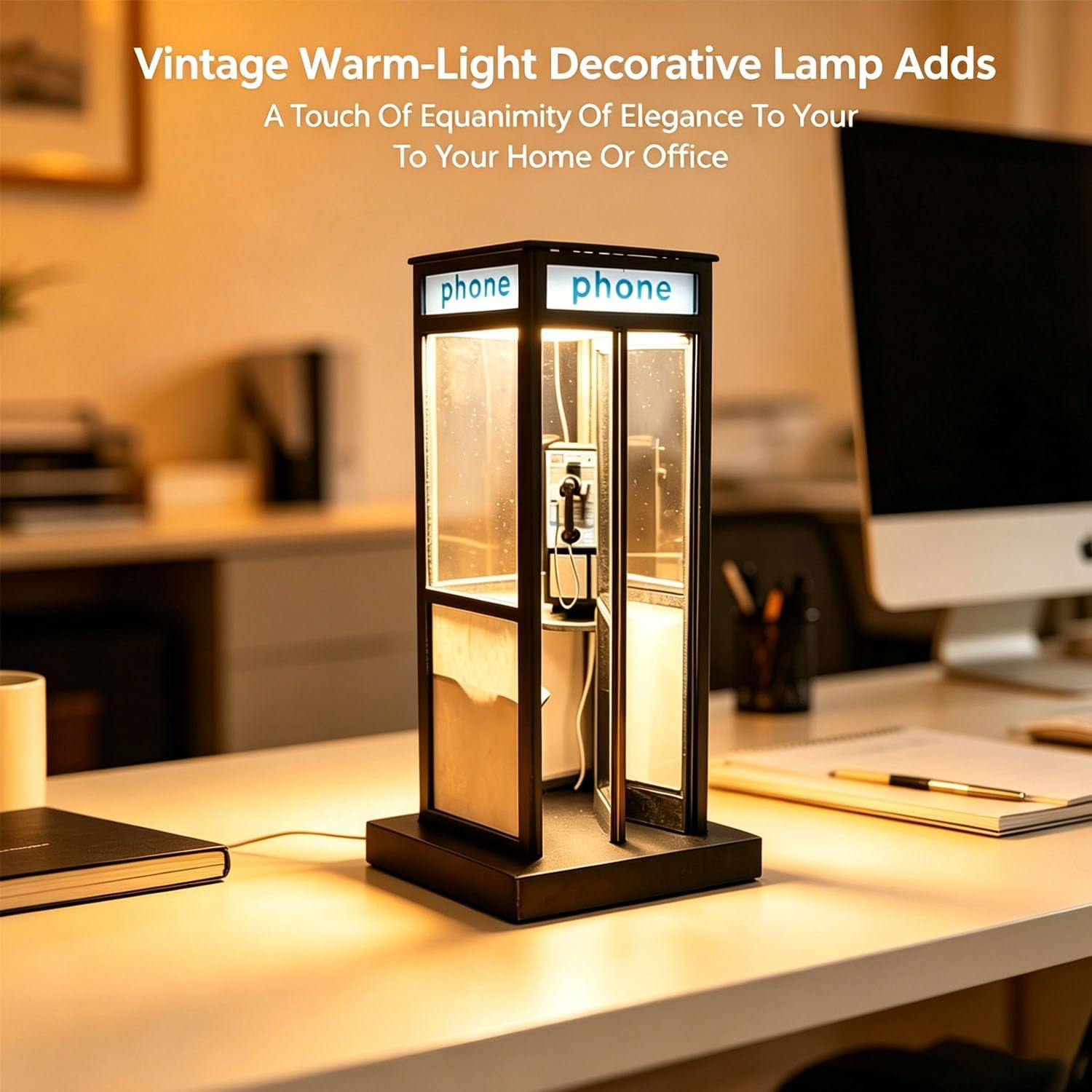 Soft warm ambient light telephone booth lamp