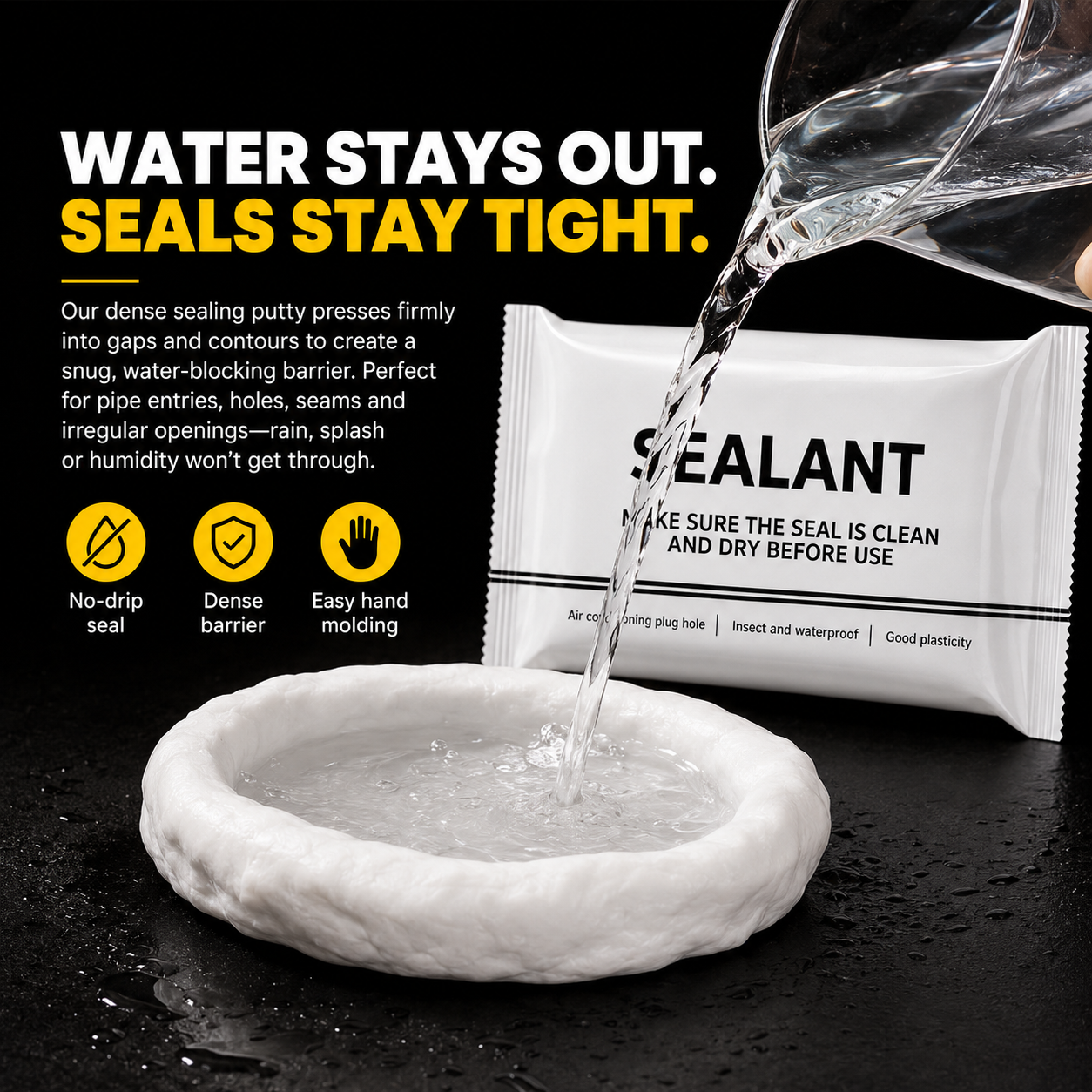 High plasticity sealing putty application