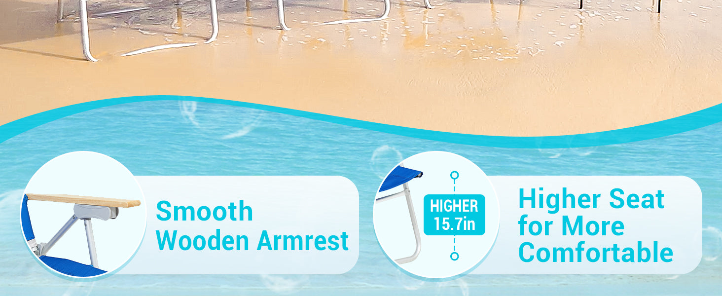 WEJOY Premium High Back Beach Chair Aluminum Camping Chair