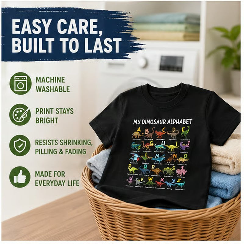 Casual dinosaur alphabet t-shirt for kids
