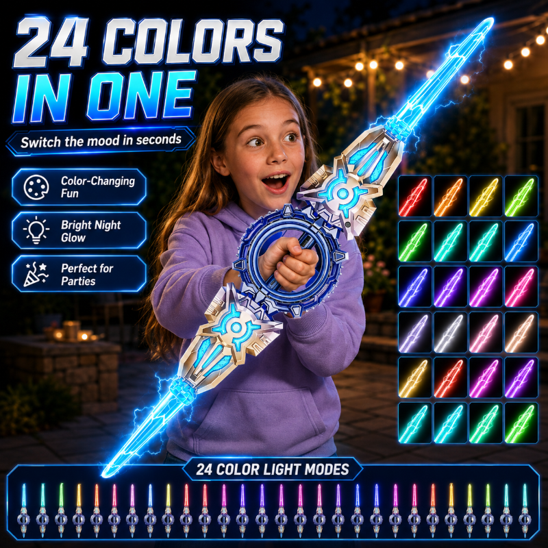 Colorful lighting modes on the double-bladed toy sword