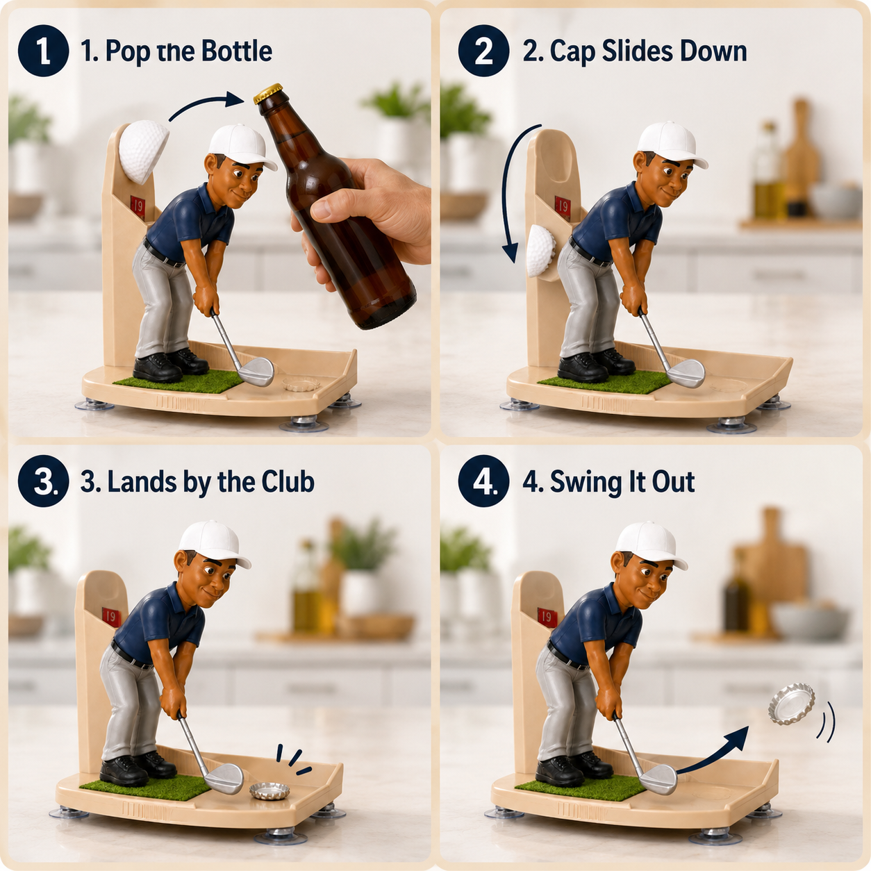 How the golf bottle opener works