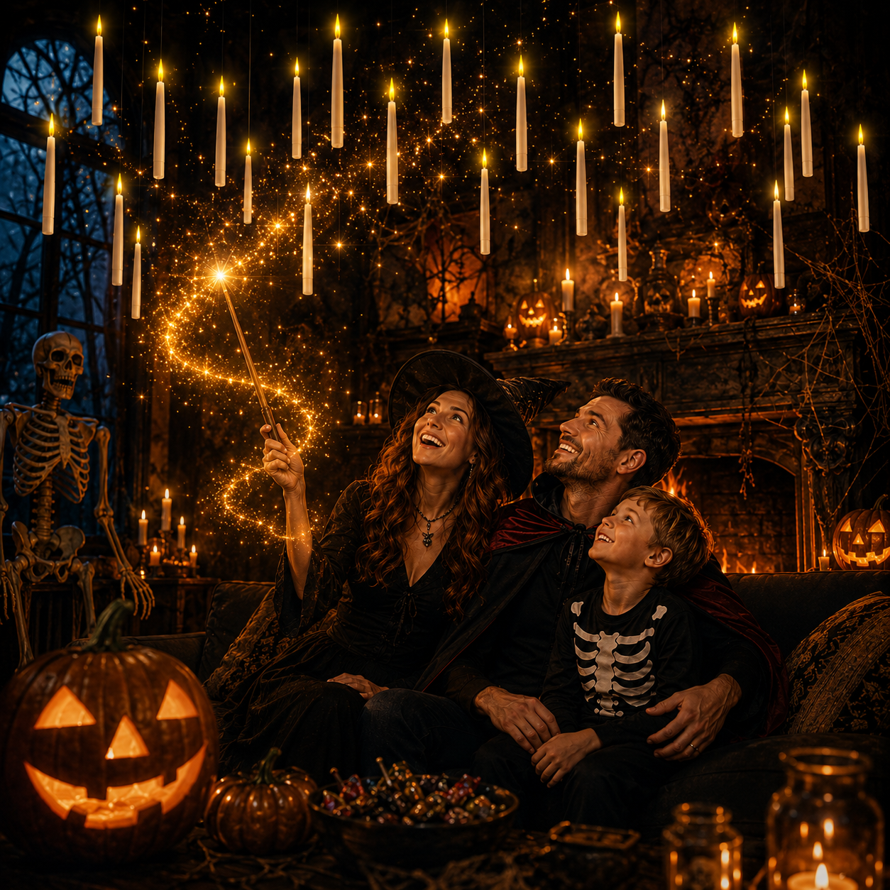 3D flickering warm glow candles array