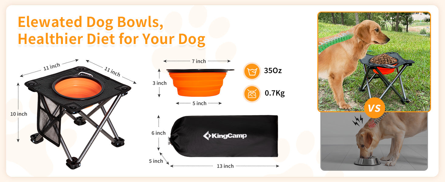 KingCamp 4 Height Adjustable Raised Dog Bowl