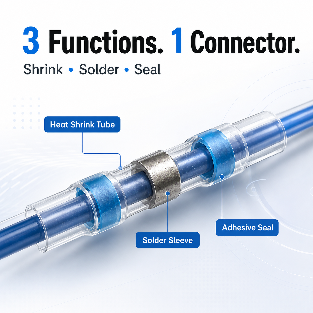 Solder seal wire connectors used for motorcycle electrical repairs