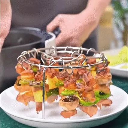 Step by step air fryer skewer grilling process