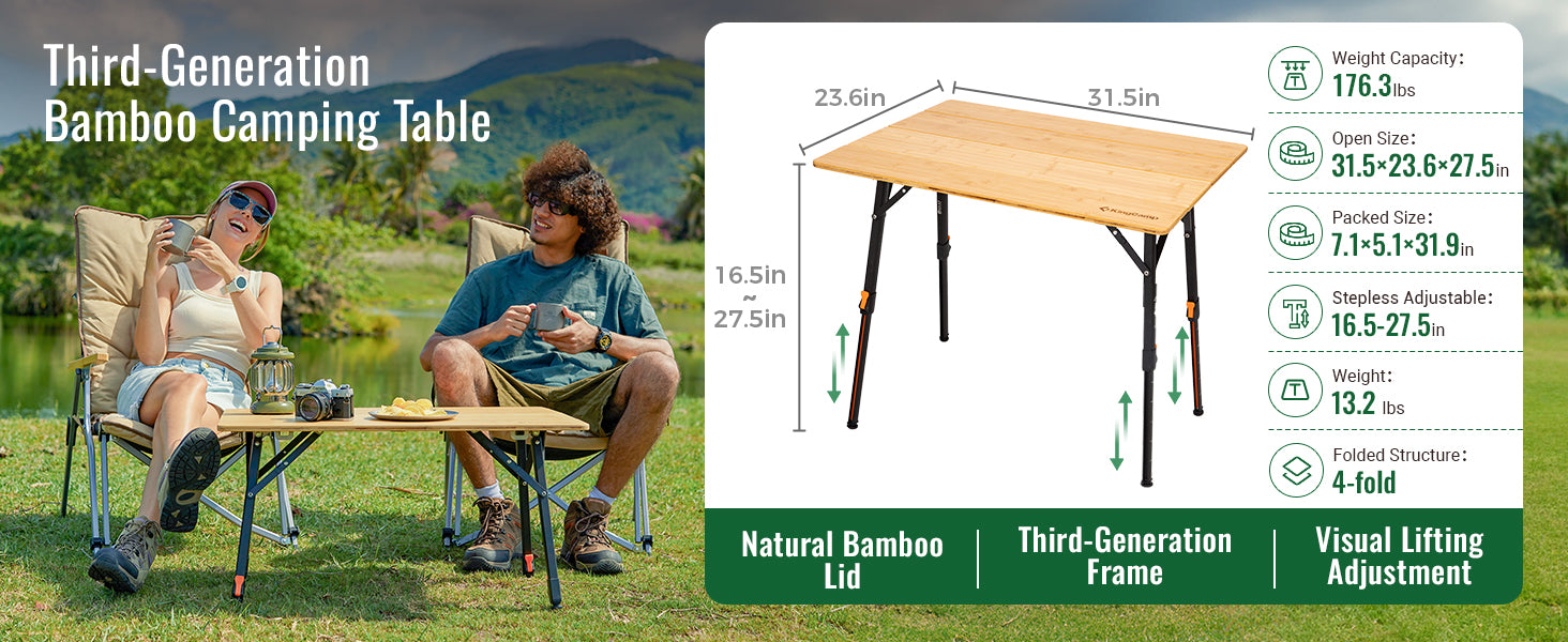 KingCamp BAMBOO Folding Bamboo Table