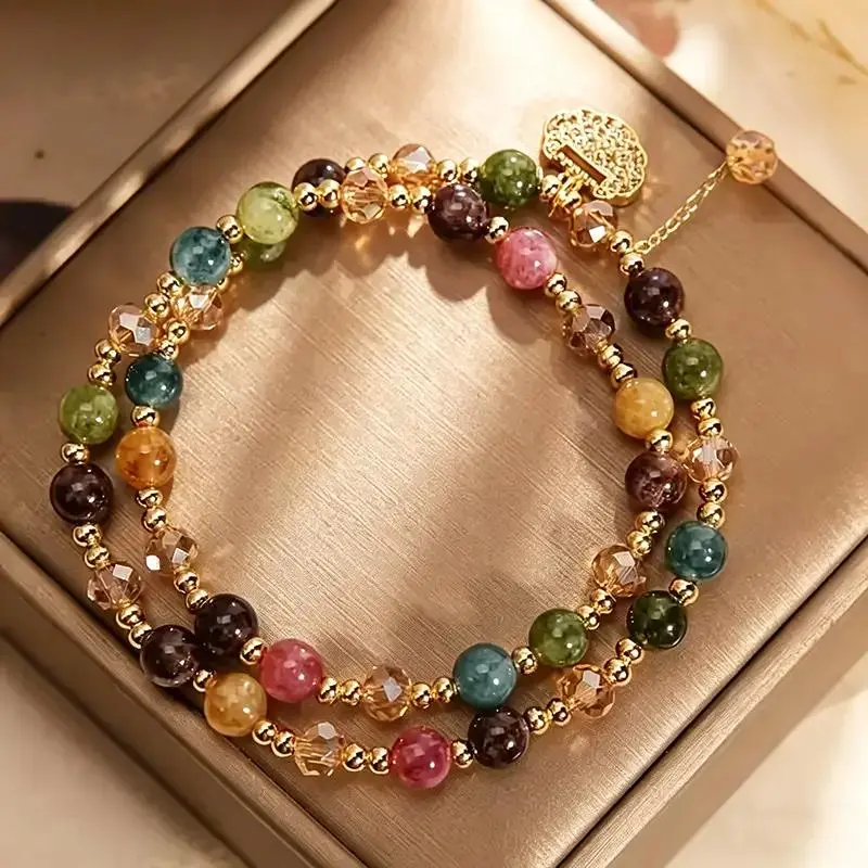 Double strand gemstone bracelet luxury look
