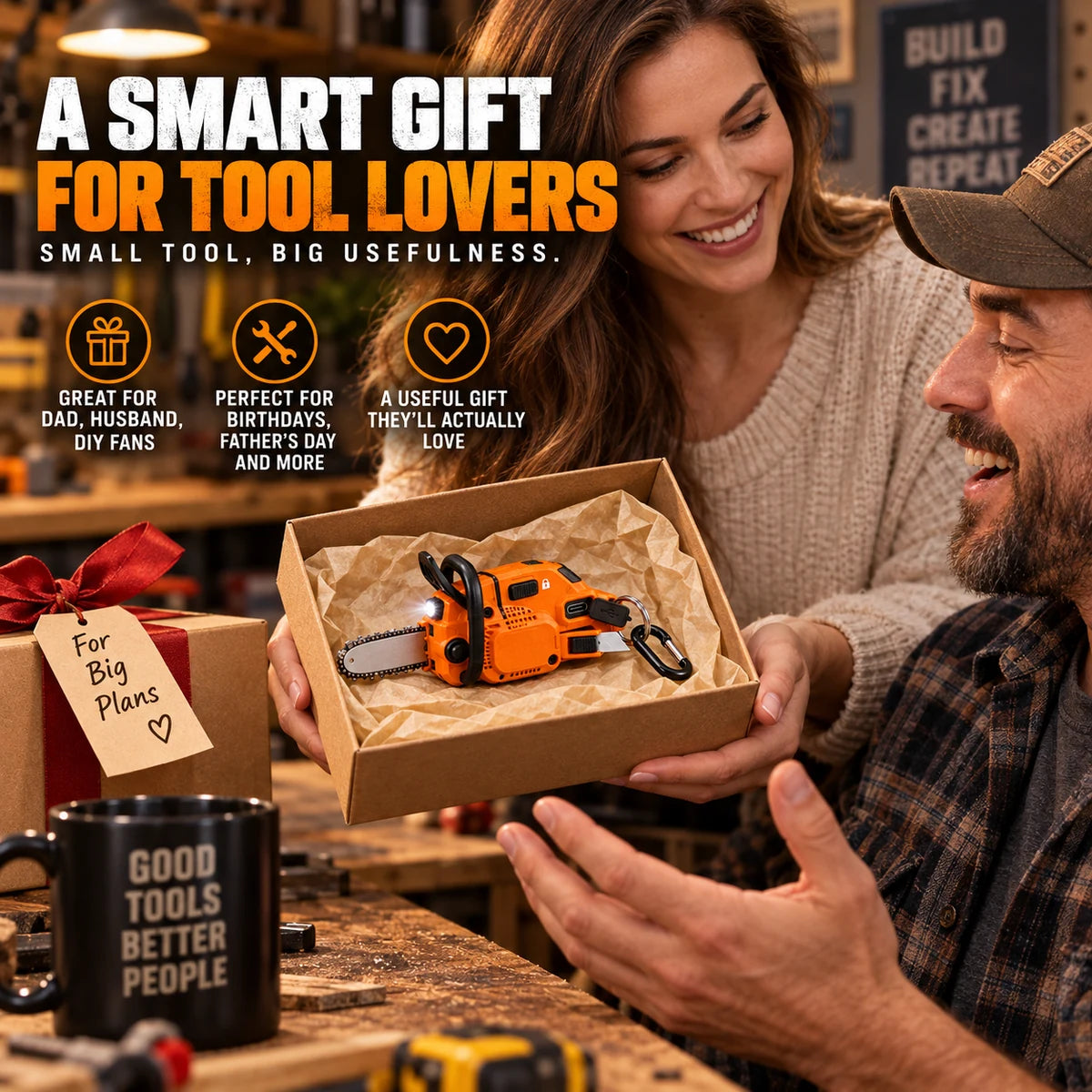 Compact keychain utility tool presented as a smart gift in a box