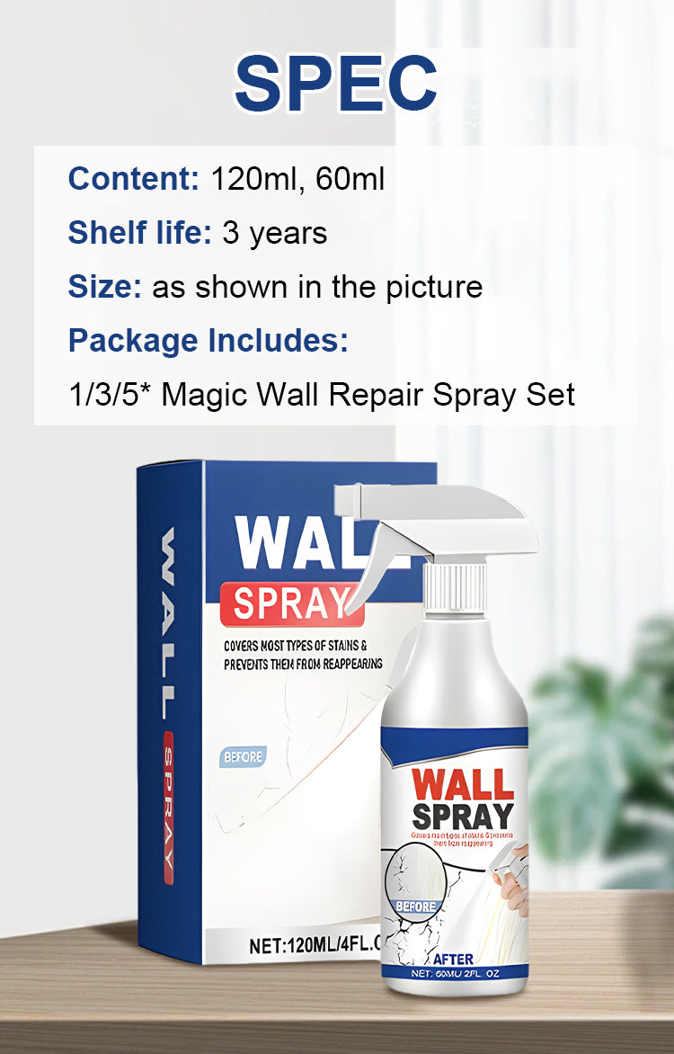 Magic wall repair spray set specification 120ml 60ml shelf life 3 years