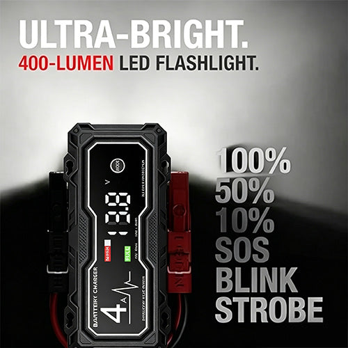 Heavy-duty jump starter LCD display and smart operation