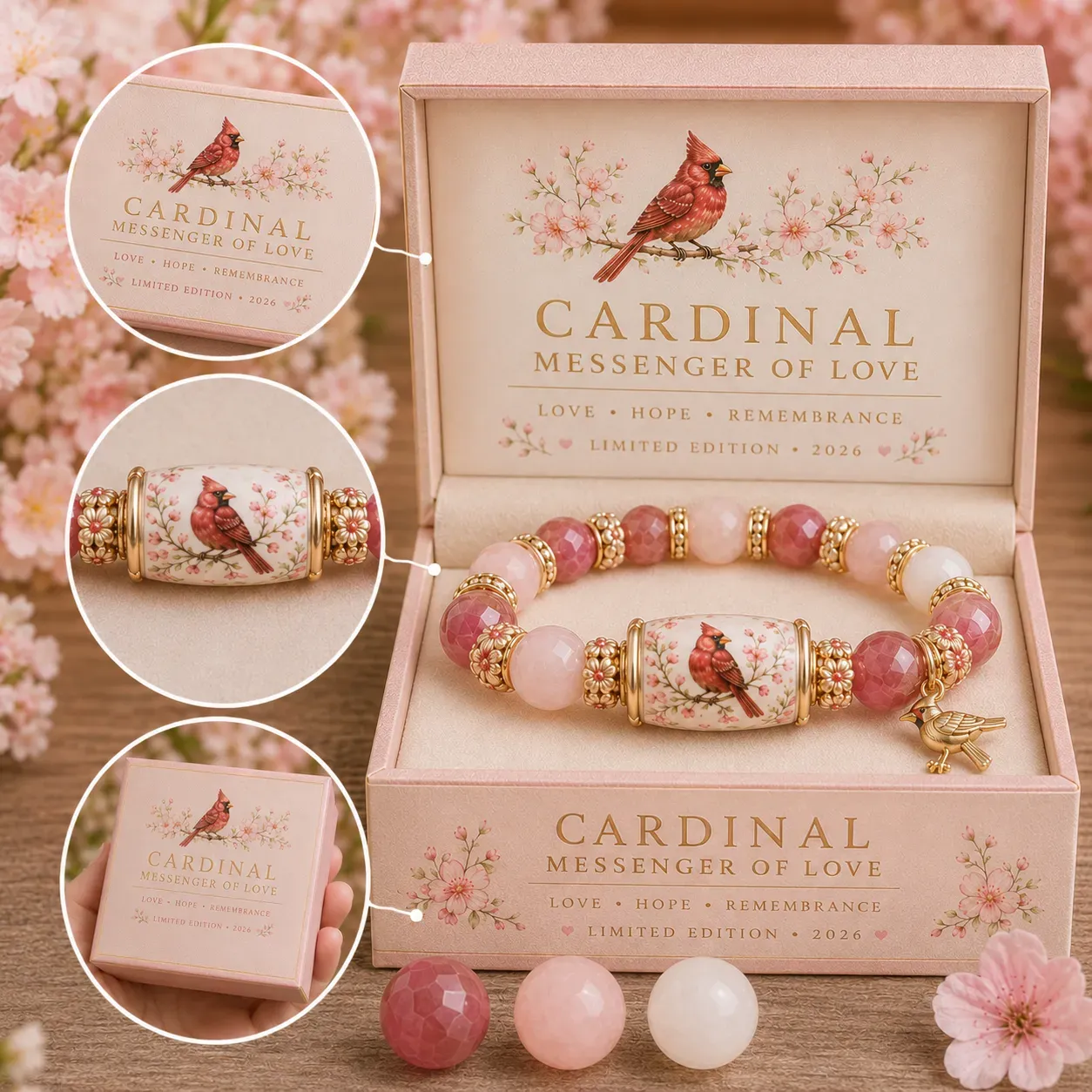 Cardinal bracelet elastic stretch lightweight nickel free winter artwork