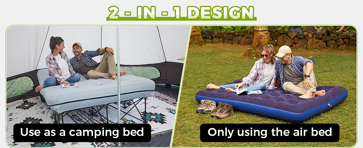 FUNDANGO Queen Camping Cot with Detachable Air Mattress