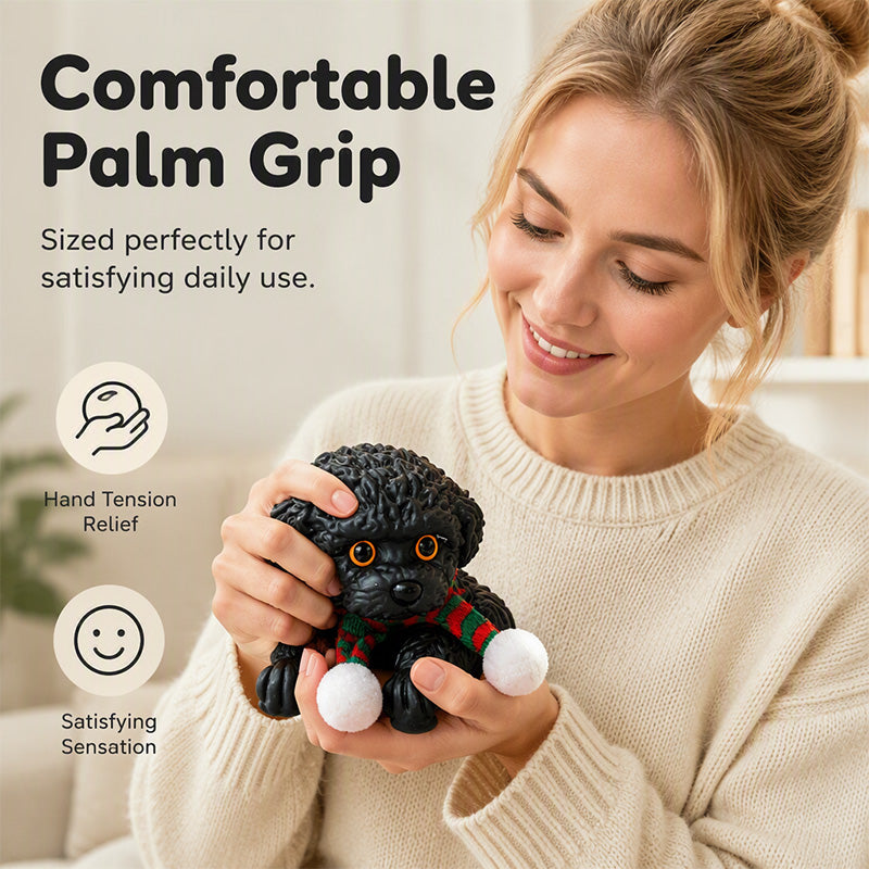 Black Squishy Teddy Dog in hand