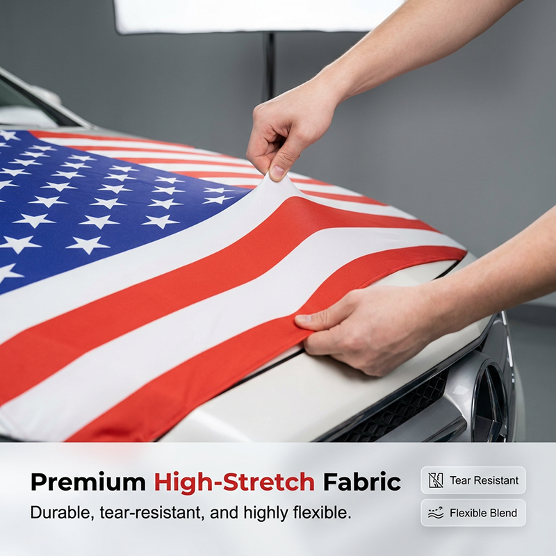 Vehicle hood cover patriotic display